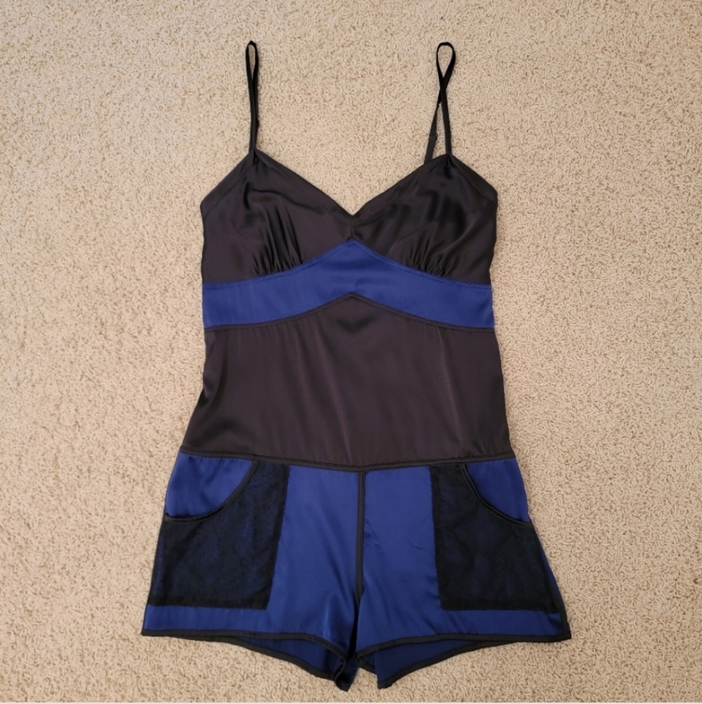 Kiki de Montparnasse Belle de Jour Romper Black & Blue Size Large NWT